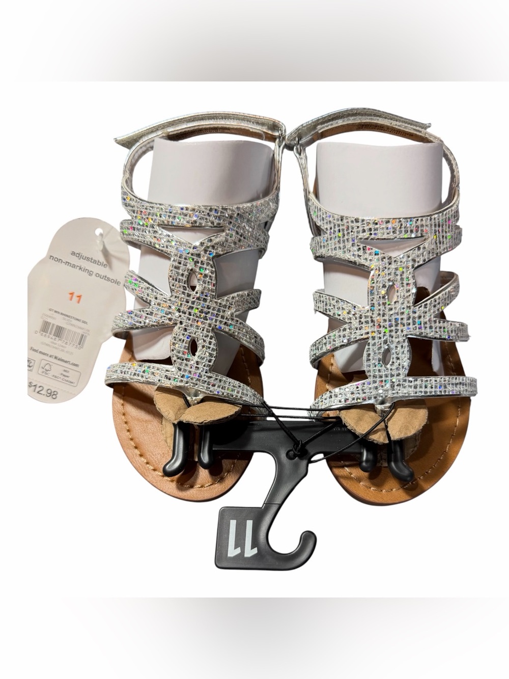Wondershop Girls Silver Glitter Strappy Sandals